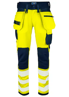 Projob 6573 Warnschutz-Stretchhose mit Knietaschen und Nageltaschen, EN ISO 20471, Klasse 2/1