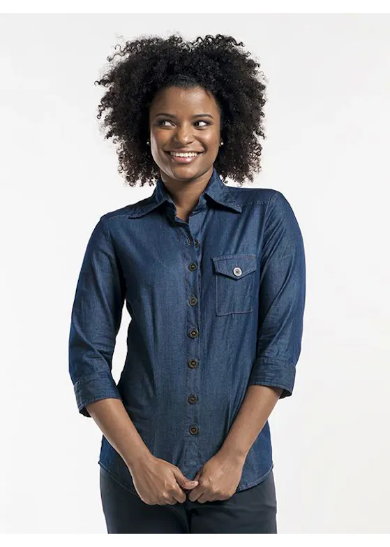 Chaud Devant Women Blue Denim Stretch 3/4 Sleeve