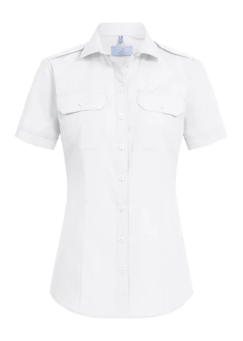 Greiff 6571 Pilootblouse Korte Mouw Regular Fit Dames Essentials - Simple