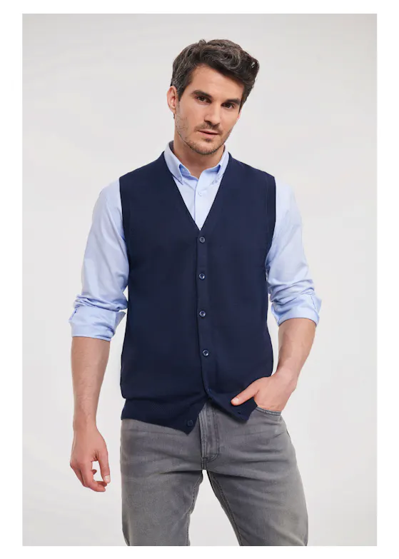 Russell Herren V-Ausschnitt ärmellose Strickjacke