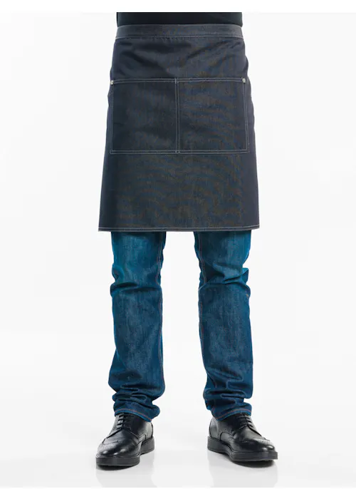 Chaud Devant Apron Black Denim Korte Sloof