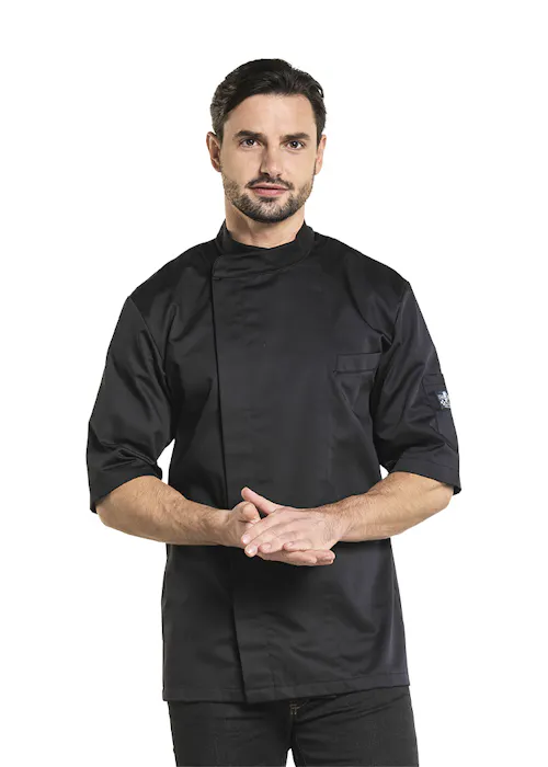 Chaud Devant Bacio Schwarz Kurzarm-Kochjacke