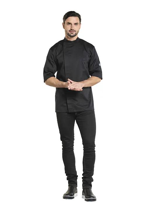 Chaud Devant Bacio Schwarz Kurzarm-Kochjacke