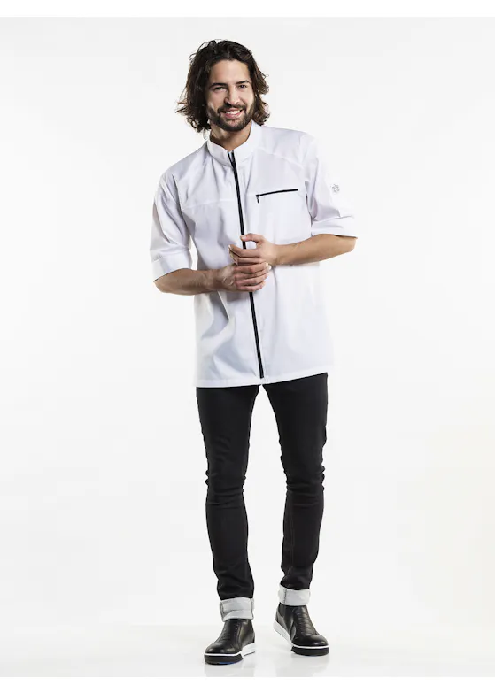 Modena UFX White Short-Sleeve Chef Jacket