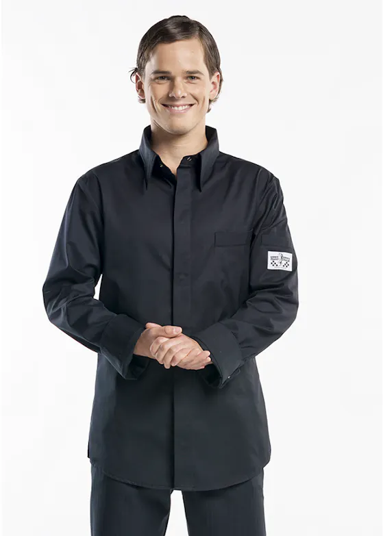 Chaud Devant Chef-Shirt, schwarze Kochjacke