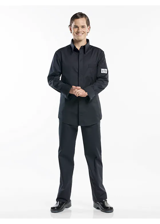 Chaud Devant Chef-Shirt, schwarze Kochjacke