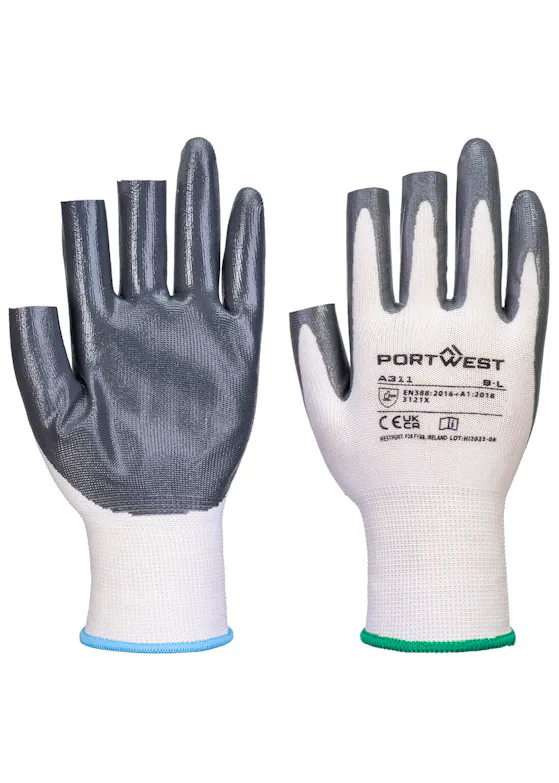 Portwest Grip 13 Nitrile 3 Fingerless Handschoen (12 Paar)