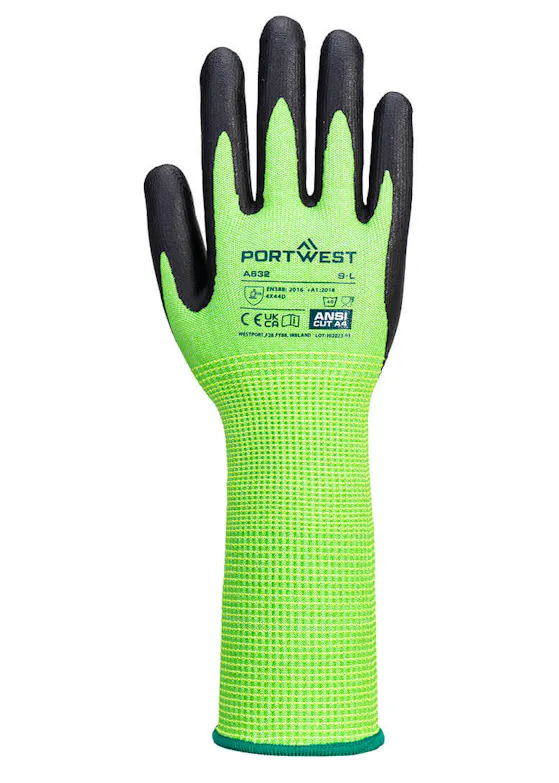 Portwest Green Cut-Resistant Glove, Long Cuff