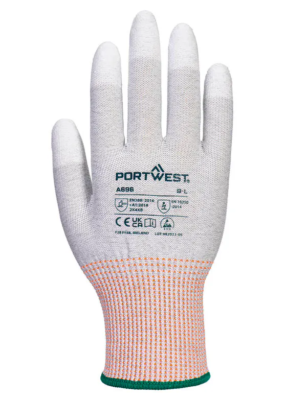 Portwest LR13 ESD PU Fingertip Cut Gloves (12 pairs)