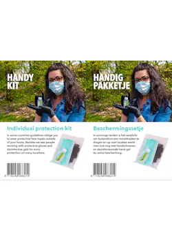 ##Beschermingsset - 2x chirurgisch mondmasker cat. llR | 2 paar Nitril hands. | 1x Desinf. handgel miniatuur