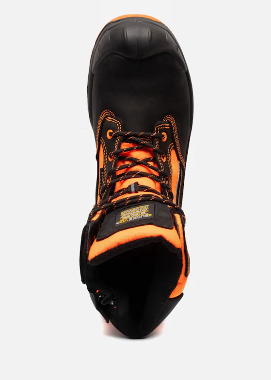 Buckbootz Buckz BVIZ1 Highviz, hoher Sicherheitsschuh, S3 Orange / Schwarz