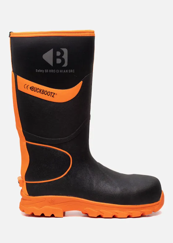 Buckbootz BBZ8000 S5S-Arbeitsstiefel, Schwarz/Orange