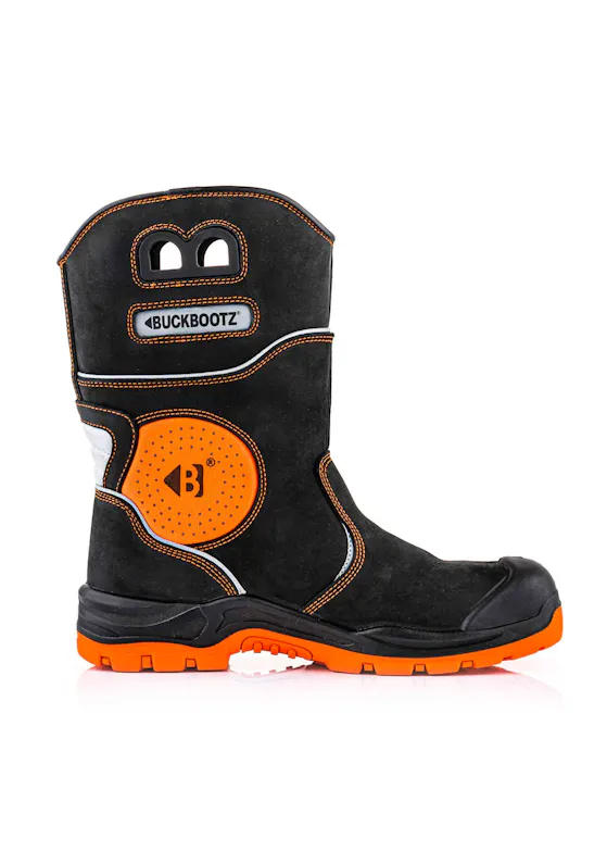 Buckbootz BVIZ50RBK Arbeitsstiefel S7S, Schwarz / Orange