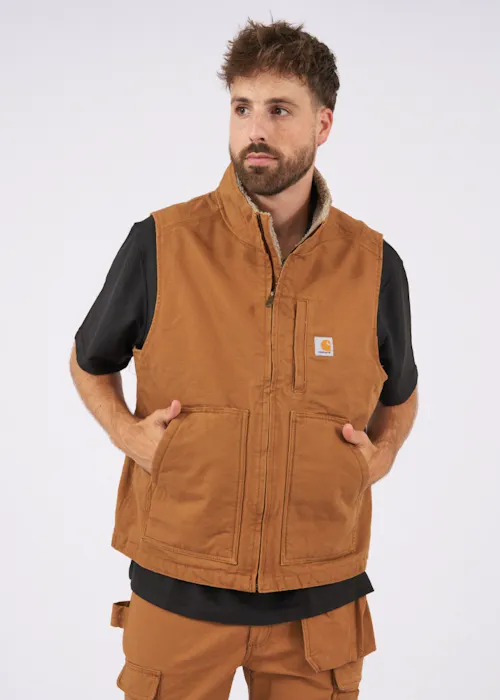 Carhartt 104277 Vest Washed Duck Sherpa-Lined Mock-Neck