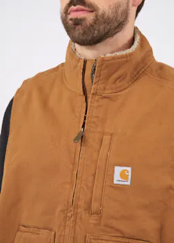 Carhartt 104277 Vest Washed Duck Sherpa-Lined Mock-Neck miniatuur