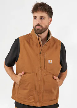 Carhartt 104277 Vest Washed Duck Sherpa-Lined Mock-Neck