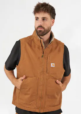 Carhartt 104277 Vest Washed Duck Sherpa-Lined Mock-Neck
