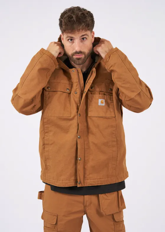 Carhartt Relaxed-Fit Washed-Duck Sherpa-Lined Utility Jacket
