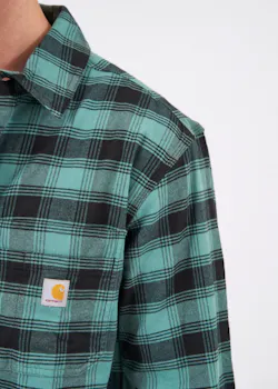 Carhartt 105432 M Plaid Shirt Flannel Long-Sleeve Rugged Flex Relaxed Fit Stretch miniatuur