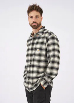 Carhartt 105432 M Plaid Shirt Flannel Long-Sleeve Rugged Flex Relaxed Fit Stretch miniatuur