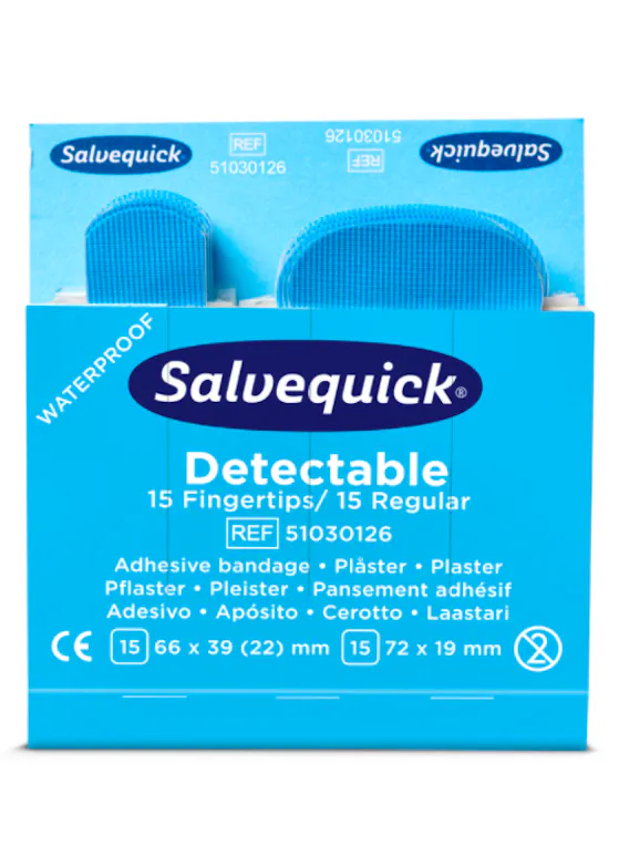 Cederroth Salvequick Blue Detectable Fingerspitzenpflaster, normal, 30 Stück (13359314)