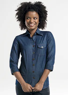 Chaud Devant Women's Blue Stretch Denim 3/4-Sleeve
