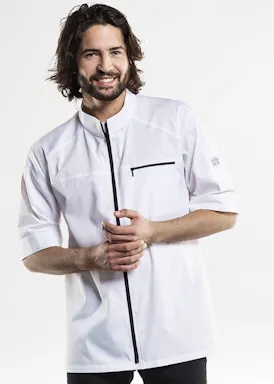 Modena UFX White Short-Sleeve Chef Jacket