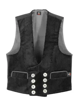 FHB Fritz Zunft-60616 Gilet Trenkercord Driedraads Met Echt Leer Regular Fit