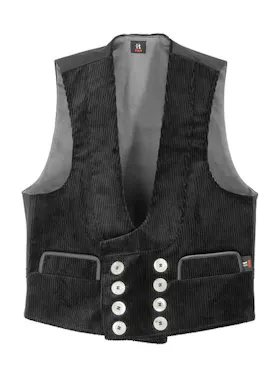 FHB Fritz Zunft-60616 Gilet Trenkercord Driedraads Met Echt Leer Regular Fit