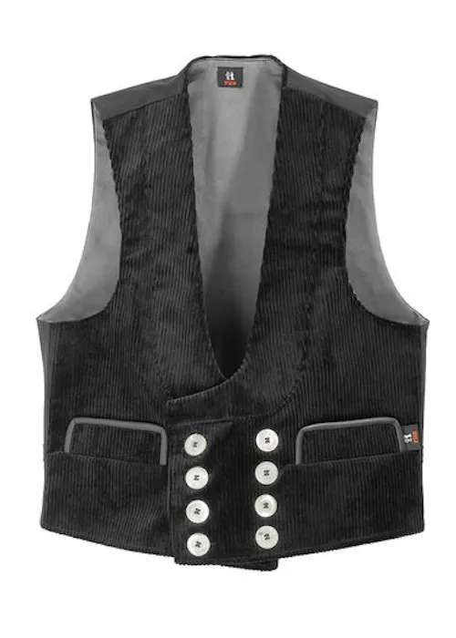 FHB Fritz Zunft-60616 Gilet Trenkercord Driedraads Met Echt Leer Regular Fit