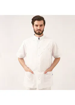De Berkel zorgjas Livio wit/navy B1583326 miniatuur