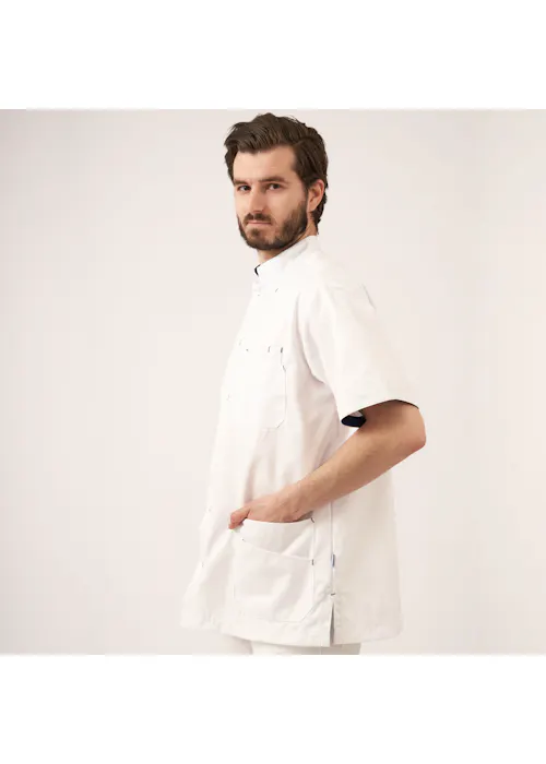 De Berkel zorgjas Livio wit/navy B1583326