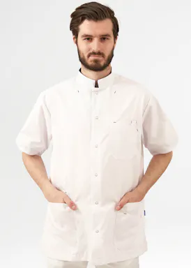 De Berkel Pflegekittel Livio weiß/navy B1583326