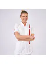 De Berkel Pflegekittel Lara weiß/rot B3930326 Vorschaubild