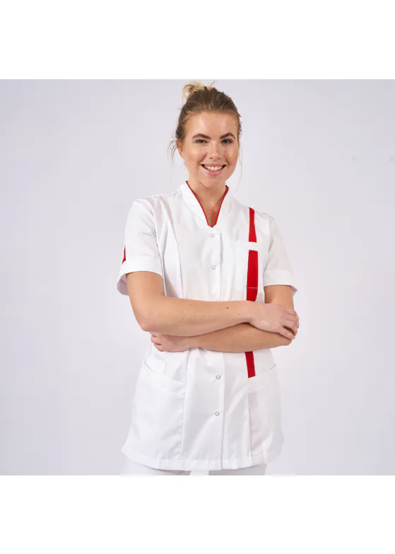 De Berkel Pflegekittel Lara weiß/rot B3930326