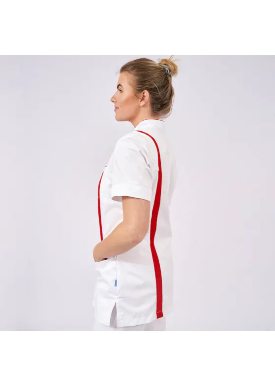 De Berkel Pflegekittel Lara weiß/rot B3930326