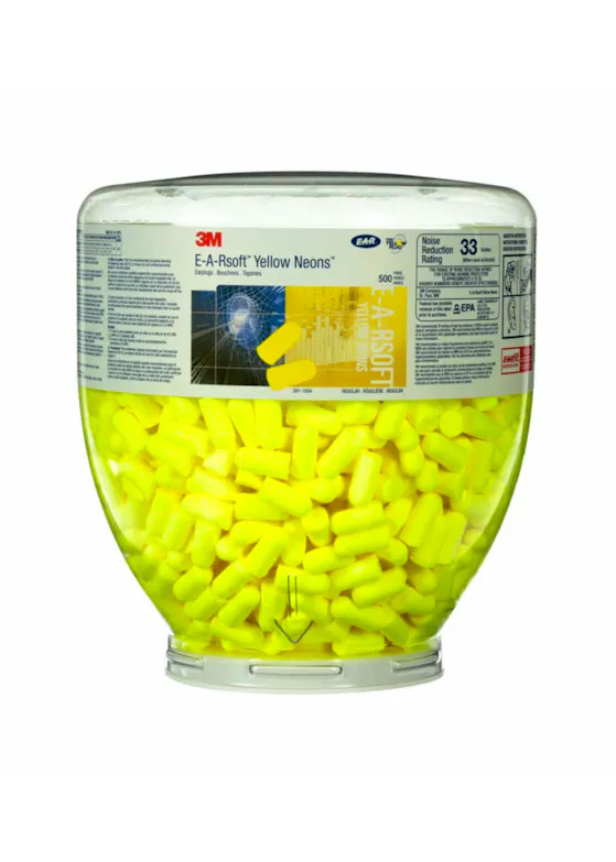 3M E-A-Rsoft Yellow Neons Ohrstöpsel, PD-01-002, Nachfüllflasche, 500 Paar pro Flasche