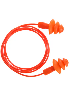 Portwest wiederverwendbare, schnurgebundene, thermoplastische Gummi-Ohrstöpsel (50 Paar) - 1