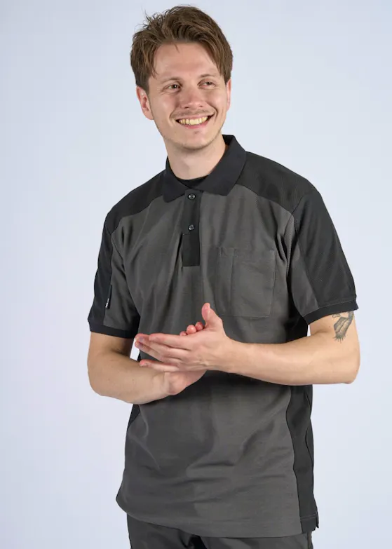 FHB Konrad 91490 Poloshirt Tweekleurige Borstzak Regular Fit