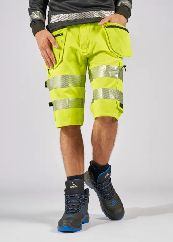 Fristads High-Vis Green Stretch kurze Hose, Klasse 2, 2646 GSTP
