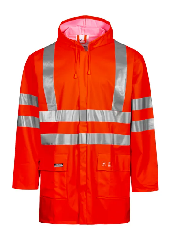 Lyngsoe Hi-Vis Rain Jacket in PU Quality LR55