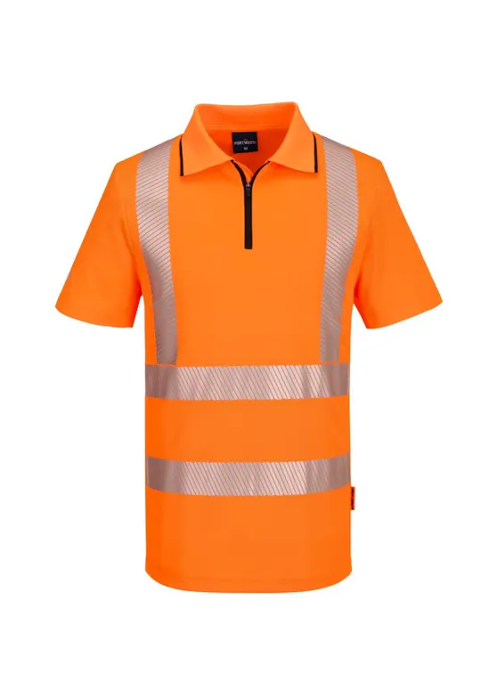 Portwest KX3 Polo Korte Mouw met Rits KX302 Hi-Vis
