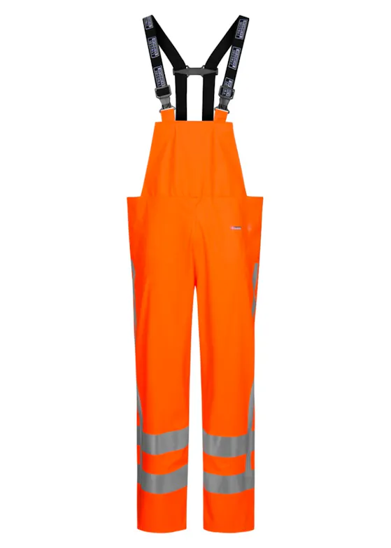 Lyngsoe Hi-Vis Rain Bib'n'Brace Trousers in PU Quality with RWS-Reflexes LR79-RWS