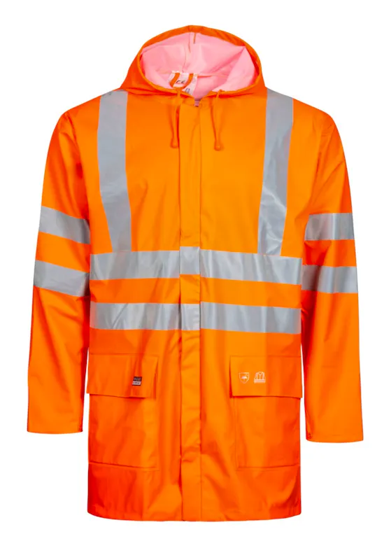 Lyngsoe Hi-Vis Rain Jacket in PU Quality LR55