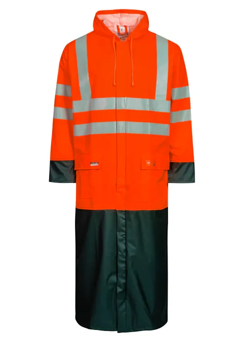 Lyngsoe Veste de pluie haute visibilité en qualité PU, longueur 100 cm LR8030