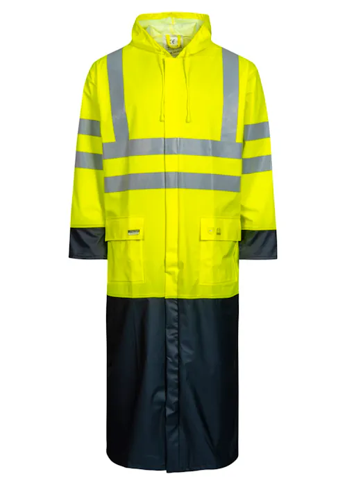 Lyngsoe Veste de pluie haute visibilité en qualité PU, longueur 100 cm LR8030