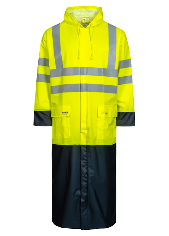 Lyngsoe Hi-Vis Rain Jacket in PU Quality, 100 cm Long LR8030