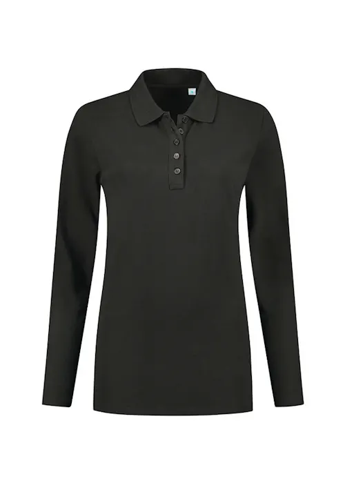 L&S LEM3574 polo Basic Cotton Elastane manches longues pour femmes