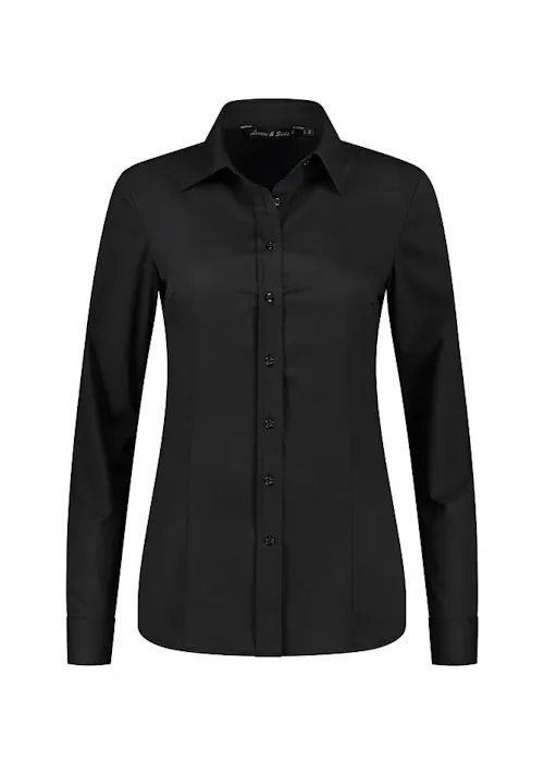 L&S LEM3923 Shirt Long Sleeves Stretch Poly-Cotton Mix Poplin Dames