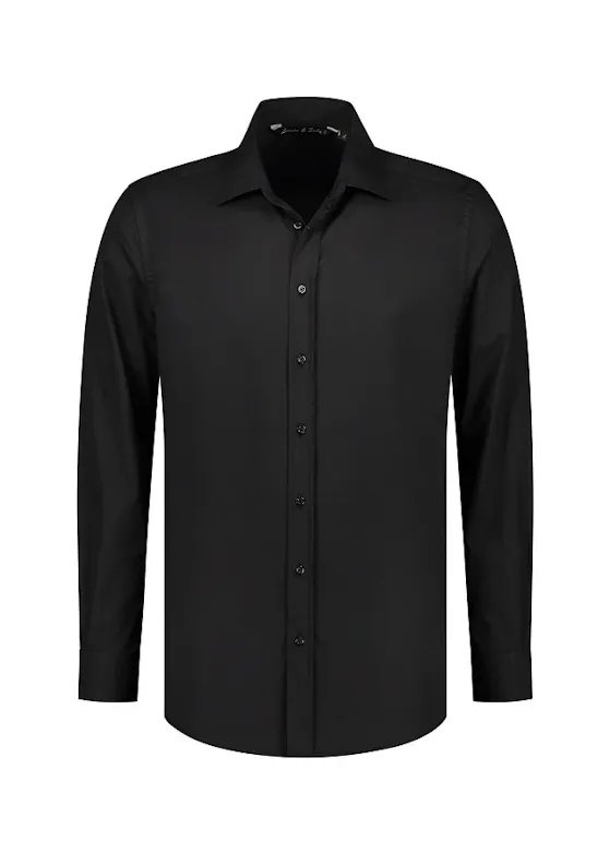 L&S LEM3925 Long-Sleeve Shirt, Stretch Poly-Cotton Mix Poplin